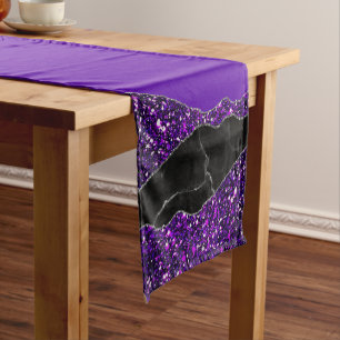 Chemin De Table Court PURPLE BLACK MARBLE AGATE Runner Table