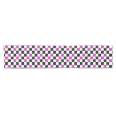 Chemin De Table Court Purple Black White Checkered Pattern Design  (Horizontal)