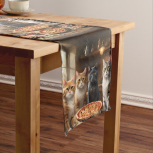 Chemin De Table Court Quatre Chats Pour La Nuit De Pizza,