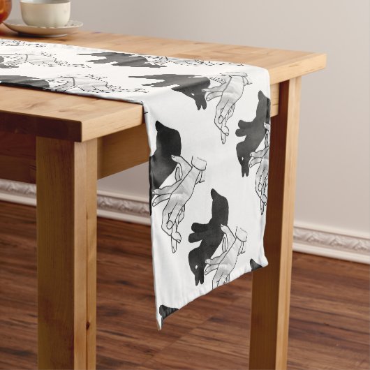 Chemin De Table Court Rabbit Silhouette main (In Situ)