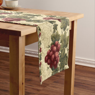 Chemin De Table Court Raisins rouges vintages sur le Motif de la fraise