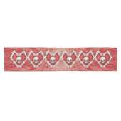 Chemin De Table Court Rangée de Coeurs rouges gothiques avec crâne osseu (Horizontal)