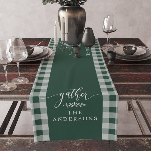 Chemin De Table Court Rassembler le bison vert Vérifier l'action de grâc