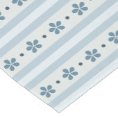 Chemin De Table Court Rayures Bleues Clair Et Fleurs (Coin)
