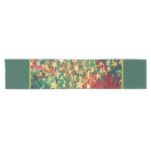 Chemin De Table Court Red Green Gold Stars Festive Noël (Horizontal)