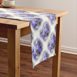 Chemin De Table Court Regal Beares Iris - Violet & Blanc