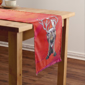 Chemin De Table Court Reindees Noël Sur Vert (In Situ)