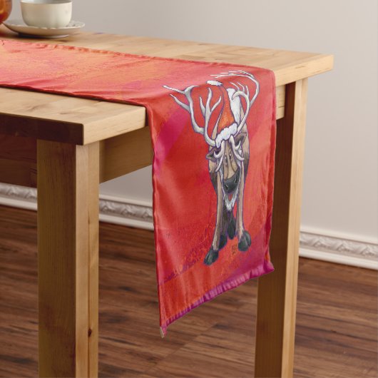 Chemin De Table Court Reindees Noël Sur Vert (In Situ)