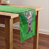 Chemin De Table Court Reindees Noël Sur Vert (In Situ)