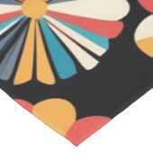 Chemin De Table Court Retro Black Rainbow geometric Flowers Pattern  (Coin)