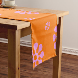 Chemin De Table Court Rétro coureur floral orange et rose de Tableau