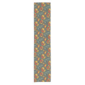 Chemin De Table Court Retro Floral Orange Gold Turquoise (Devant)