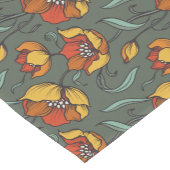 Chemin De Table Court Retro Floral Orange Gold Turquoise (Coin)