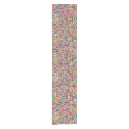 Chemin De Table Court Retro Geometric Square Tile Pattern (Devant)