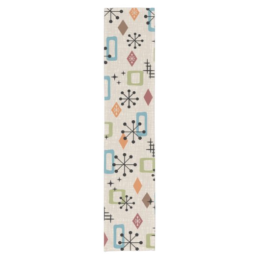 Chemin De Table Court Retro Mid-Century moderne Atomique Abstrait Motif (Devant)