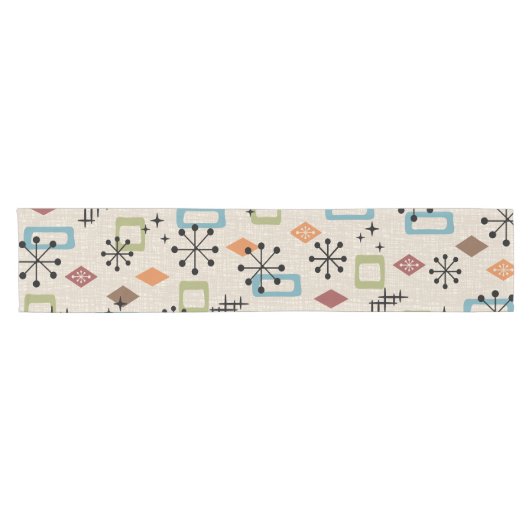 Chemin De Table Court Retro Mid-Century moderne Atomique Abstrait Motif (Horizontal)