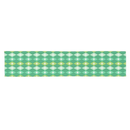 Chemin De Table Court Retro Mid Century moderne Diamants verts Noël (Horizontal)