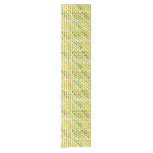 Chemin De Table Court Rétro Zig-Zag Orange & Green Chevron