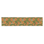 Chemin De Table Court Robins et fleurs de lys, orange et vert foncé (Horizontal)