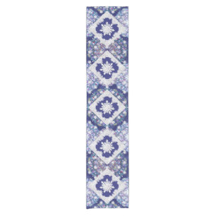 Chemin De Table Court Rosace bleue et flocon de neige
