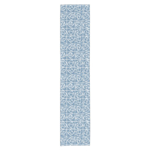 Chemin De Table Court Rose Art déco Carrés Stylisé Floral bleu pâle