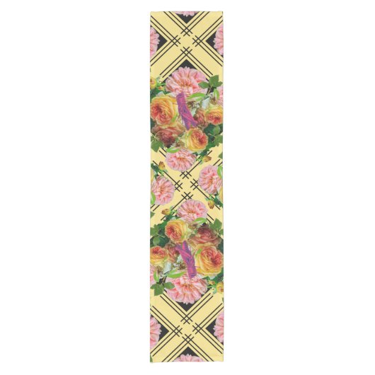 Chemin De Table Court Rose et rose jaune Trellis Nature Design (Devant)