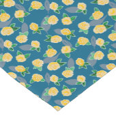 Chemin De Table Court Rose floral jaune sur bleu (Coin)