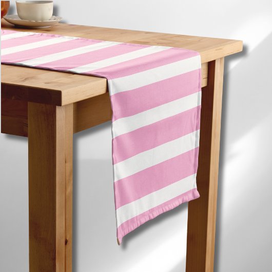 Chemin De Table Court Rose lavande Blanc Simple Rayé Horizontal