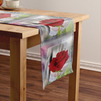 Chemin De Table Court Rose rouge 2