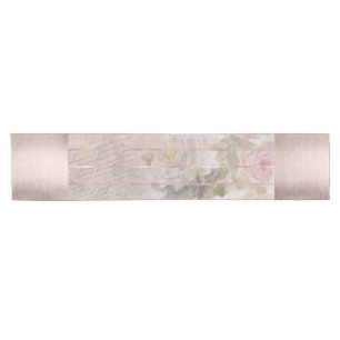 Chemin De Table Court Rose vintage Ephemera   Aquarelle florale