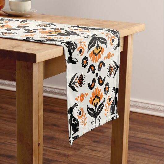 Chemin De Table Court Rosemaling Norwegian Folk Art (In Situ)