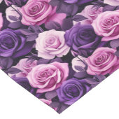 Chemin De Table Court Roses Rose Et Violet (Coin)