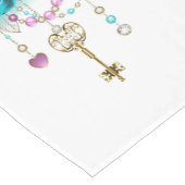 Chemin De Table Court Roses turquoise avec touches (Coin)