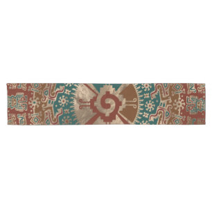 Chemin De Table Court Rouge et Teal d'or de Hunab Ku