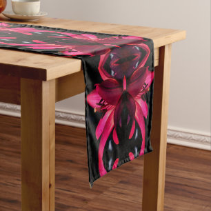 Chemin De Table Court Rouge Lily Flower Art Abstrait