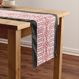 Chemin De Table Court Rouge Noir Et Blanc Motif Classique Nordique Fair 