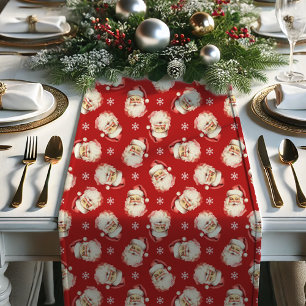 Chemin De Table Court Rouge Père Noël Noël Rétro Vintage