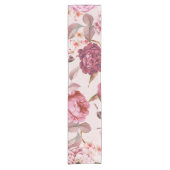 Chemin De Table Court Rougissent les roses floraux d'aquarelle rose et (Devant)