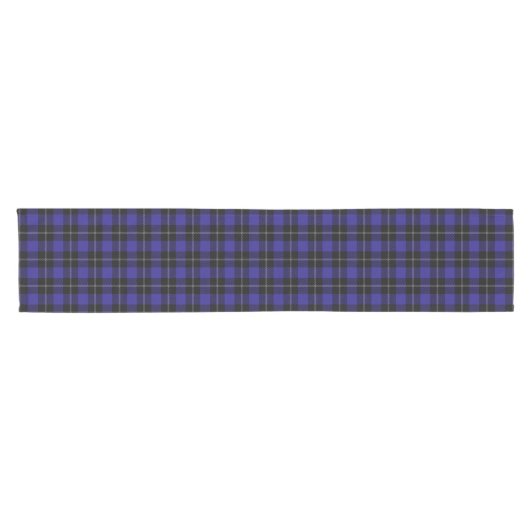 Chemin De Table Court Royal Blue Black Plaid (Horizontal)
