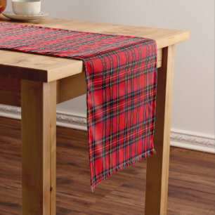 Chemin De Table Court Royal Stewart tartan rouge noir plaid