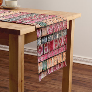 Chemin De Table Court Runner de table courte de la bibliothèque de livre