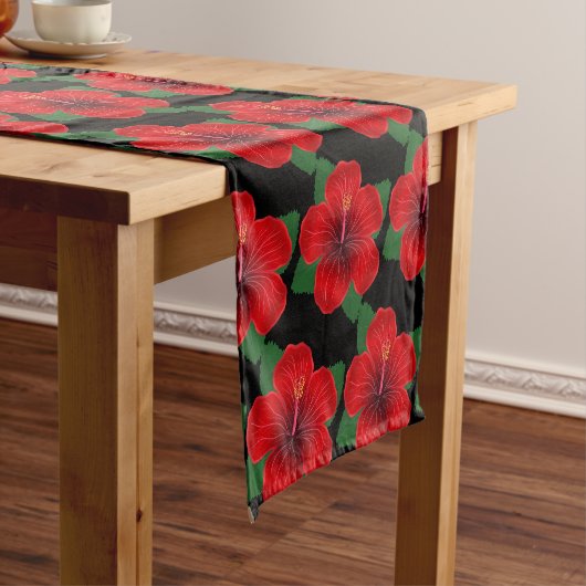 Chemin De Table Court Runner-Red Hibiscus Table Runner (In Situ)