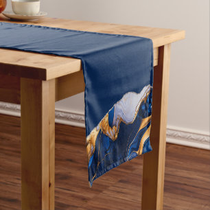 Chemin De Table Court Runner table AGATE MARBRE BLEU
