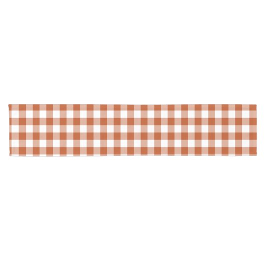 Chemin De Table Court Rust Red Plaid Gingham Table Runner (Horizontal)