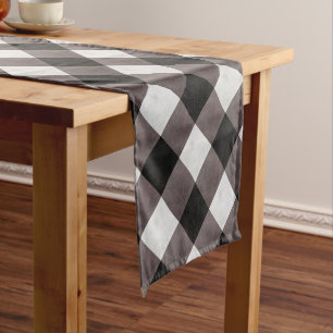 Chemin De Table Court Rustic Farmhouse Buffalo Plaid Check Motif