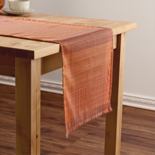 Chemin De Table Court Rustique Orange Automne Plaid Tartan (In Situ)