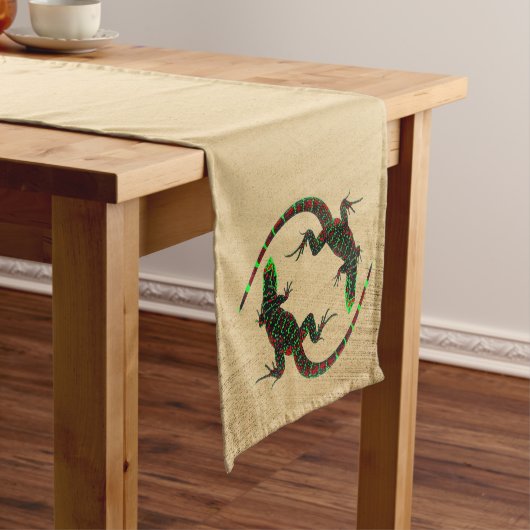 Chemin De Table Court Rustique Yin Yang Lizards (In Situ)