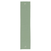 Chemin De Table Court Sage foncé vert avec Monogramme initial (Devant)
