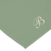 Chemin De Table Court Sage foncé vert avec Monogramme initial (Coin)
