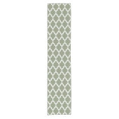 Chemin De Table Court Sage Vert Blanc Marocain #4LG Motif (Devant)